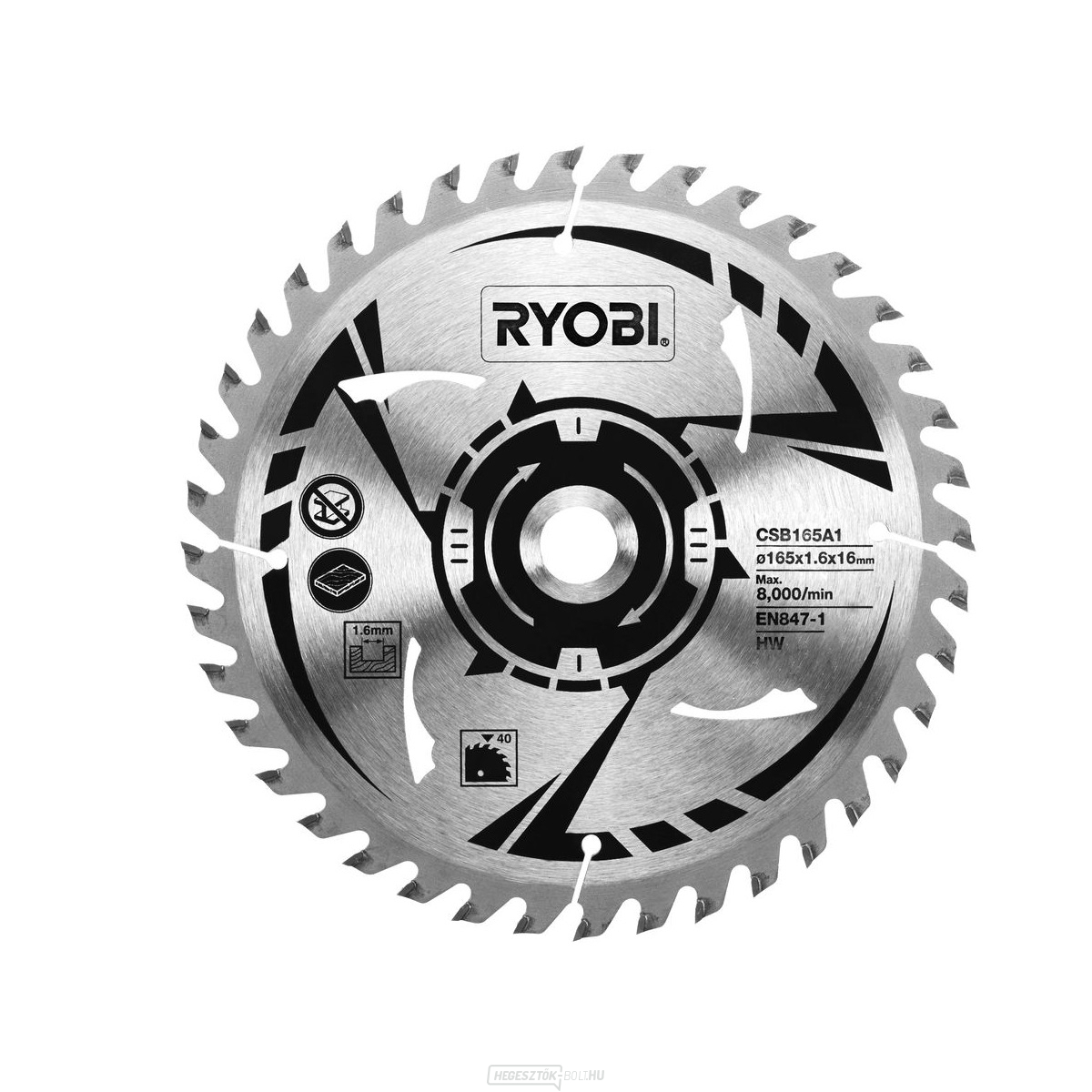 Ryobi CSB165A1 fűrészlap átmérője 165/16mm, 40z. R18CS fűrészekhez