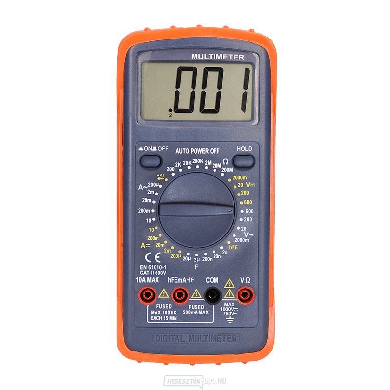 Solight multiméter, max. AC 600V/10A, max. DC 600V/10A, dióda teszt, zúgó, hFE, kapacitás, ellenállás