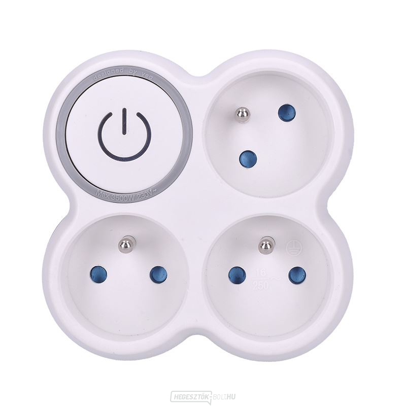Solight hub, 3x 10A, fehér-szürke, kapcsoló