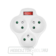 Solight aljzat, 3 x 10A, fehér, kapcsoló Előnézet 