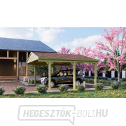 Gépkocsibeálló Fa kocsibeálló 2 autónak nyeregtetővel KARIBU SATTELDACH 3 43470 Előnézet  Gépkocsibeálló Fa kocsibeálló 2 autónak nyeregtetővel KARIBU SATTELDACH 3 43470 Előnézet