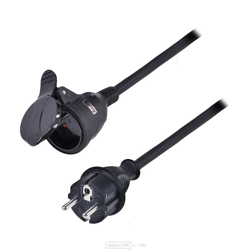 Solight hosszabbító kábel - csatlakozó, 1 csatlakozó, 10m, 3 x 1,5mm2, gumi, fekete