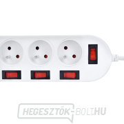 Solight hosszabbító kábel, 5 aljzat, fehér, 6x kapcsoló, 3m Előnézet 