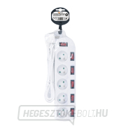 Solight hosszabbító kábel, 5 aljzat, fehér, 6x kapcsoló, 3m Előnézet 