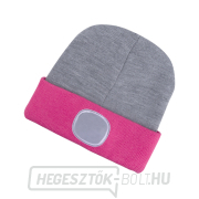 Sapka fejlámpával 4x45lm, USB töltés, világosszürke/rózsaszín, megfordítható, univerzális méretű Előnézet 