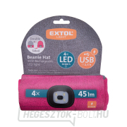 Sapka fejlámpával 4x45lm, USB töltés, világosszürke/rózsaszín, megfordítható, univerzális méretű náhled