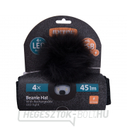 Sapka fejlámpával 4x45lm, USB töltéssel, fekete csillámmal és pomponnal, univerzális méretben náhled