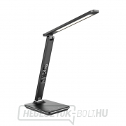 Solight LED asztali lámpa kijelzővel, 9W, választható fényhőmérséklet, bőr, fekete gallery main image