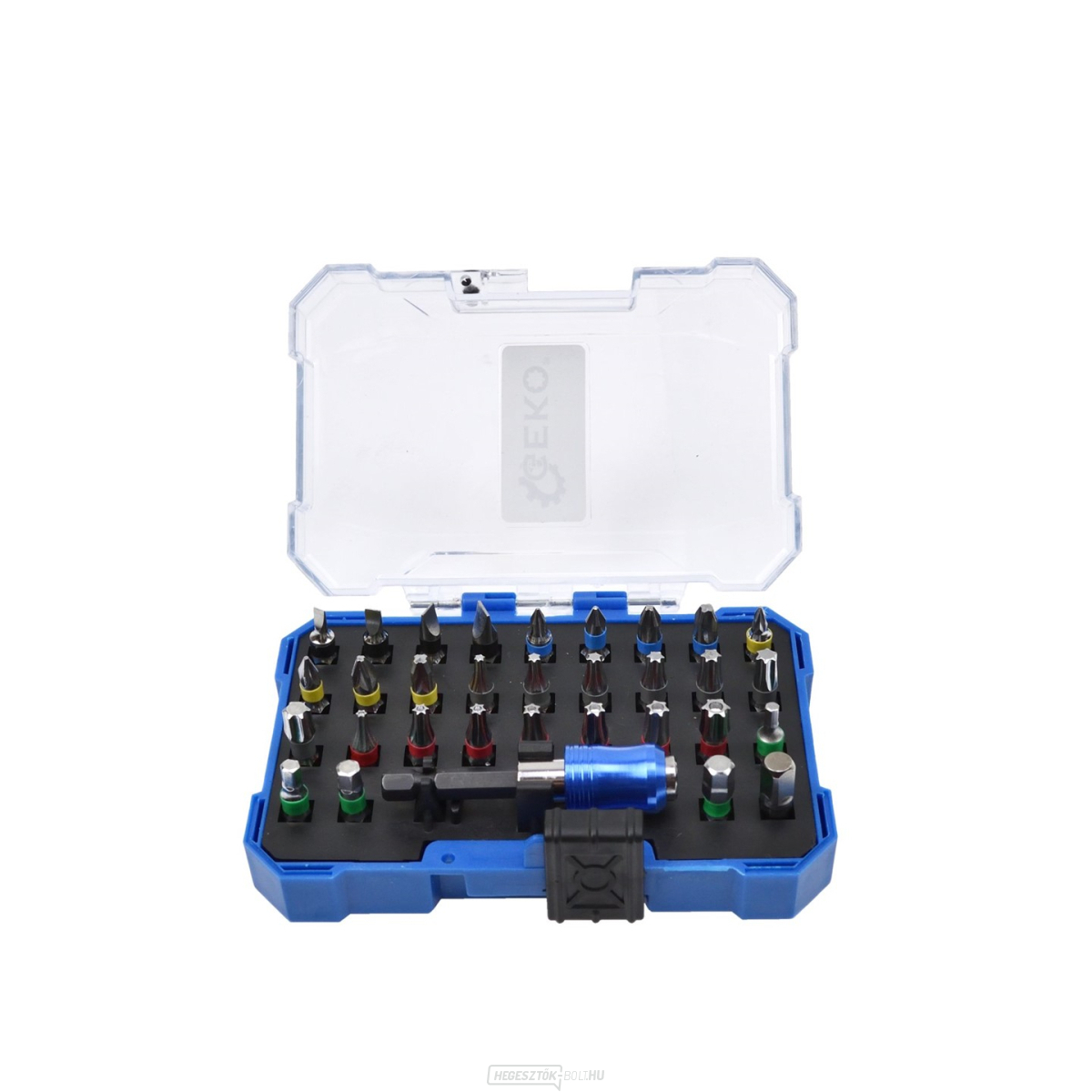 1/4" lapos bitek, keresztben Allen és TORX, mágneses tartóval, 32 darabos készlet dobozban