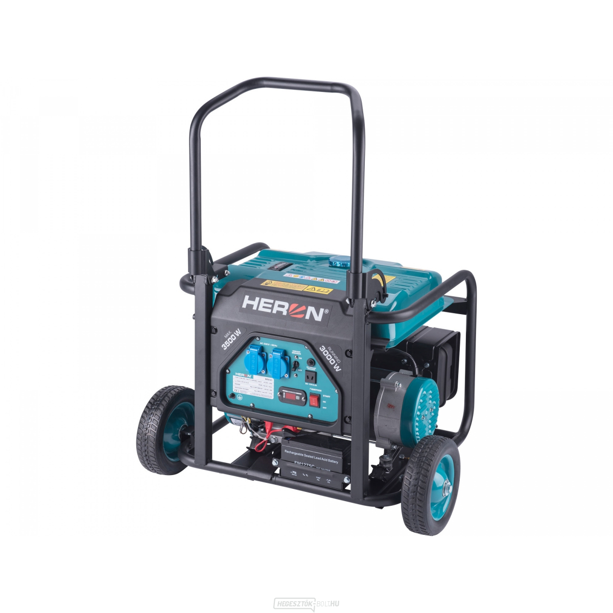 Benzinüzemű generátor, 7,5HP/3,5kW, alváz, elektromos indítással