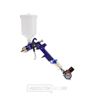 GEKO HVLP szórópisztoly, fúvóka 1,4 mm, térfogat 600 ml, nyomásszabályozó és vízleválasztó gallery main image