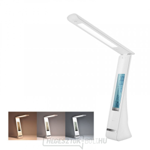 Solight LED újratölthető asztali lámpa, 5W, kijelző, színváltás, USB, fehér gallery main image