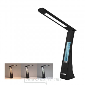 Solight LED újratölthető asztali lámpa, 5W, kijelző, színváltás, USB, fekete gallery main image