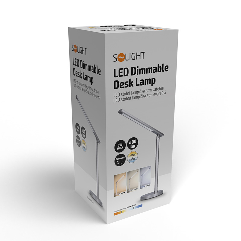 Solight LED asztali lámpa, 7W, dimmelhető, változtatható színárnyalat, ezüst színű