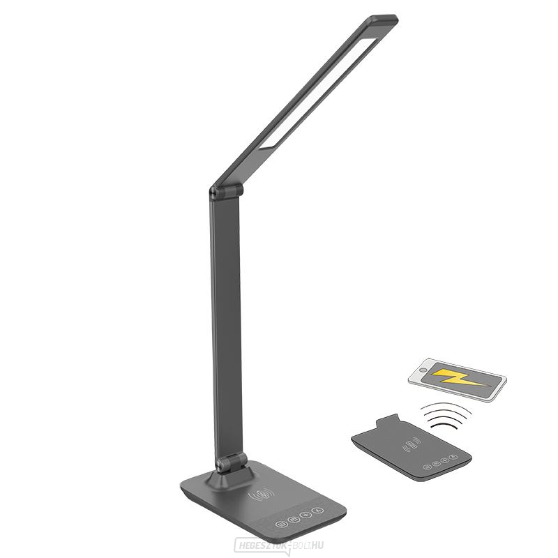 Solight LED fényszórós lámpa vezeték nélküli töltéssel, 10W, fényerőszabályzó, szürke