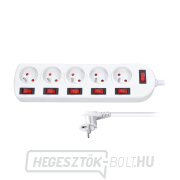 Solight hosszabbító, 5 aljzat, fehér, 6x kapcsoló, 2m Solight hosszabbító, 5 aljzat, fehér, 6x kapcsoló, 2m gallery main image