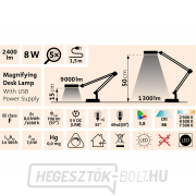 Asztali lámpa nagyítóval, USB tápegységgel, 1300lm, 3 színű fény, 5x nagyítással Asztali lámpa nagyítóval, USB tápegységgel, 1300lm, 3 színű fény, 5x nagyítással náhled