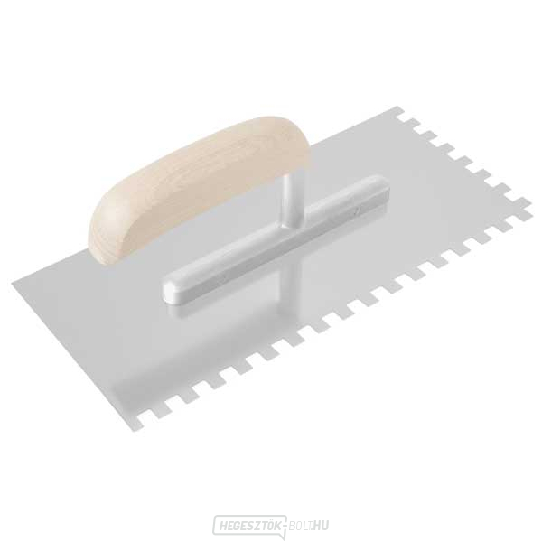 Rozsdamentes acél simító 270x130mm fogazat 10mm - fa fogantyúval