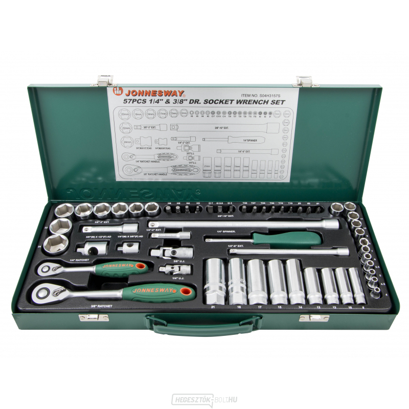 Gola készlet JONNESWAY S04H3157S 1/4" és 3/8" - 57 db