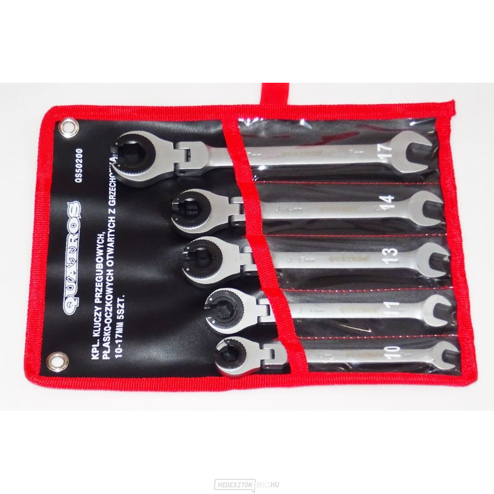 Csavarkulcsok racsnival, 10 - 17 mm, 5 db - QUATROS QS50200
