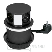 Solight hosszabbító kábel, 4 aljzat, fekete, 1,5m, kihúzható aljzatblokk, kerek forma Előnézet 