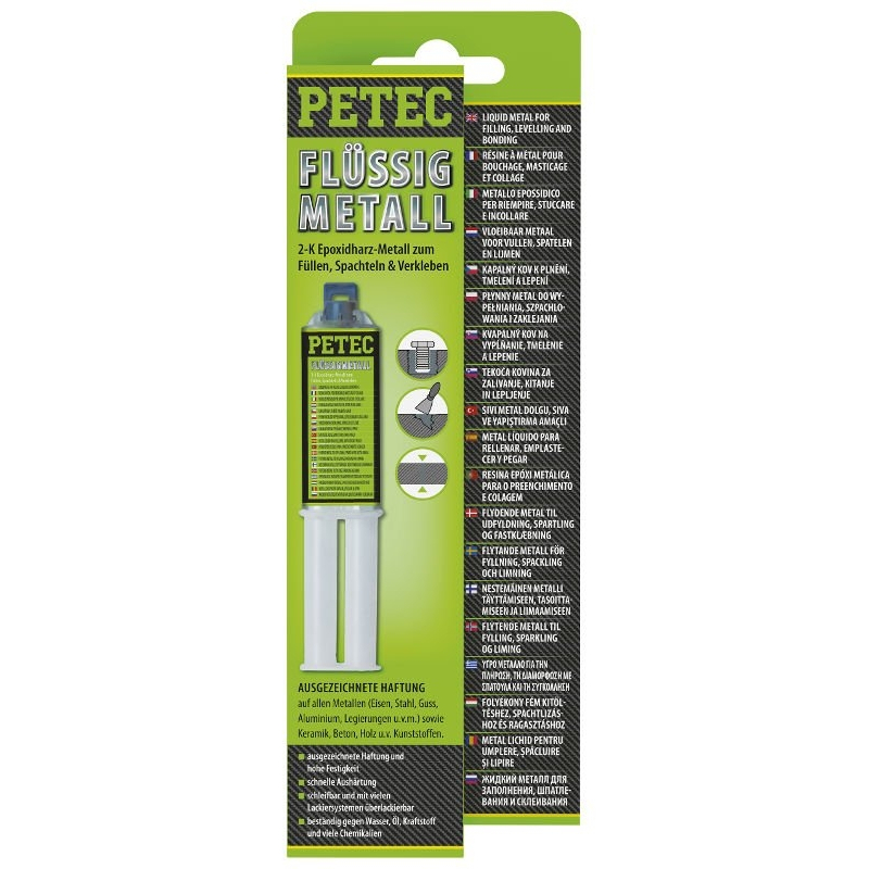 Kétkomponensű ragasztó tömítőanyag ("folyékony fém") - PETEC Flüssigmetall 25 ml