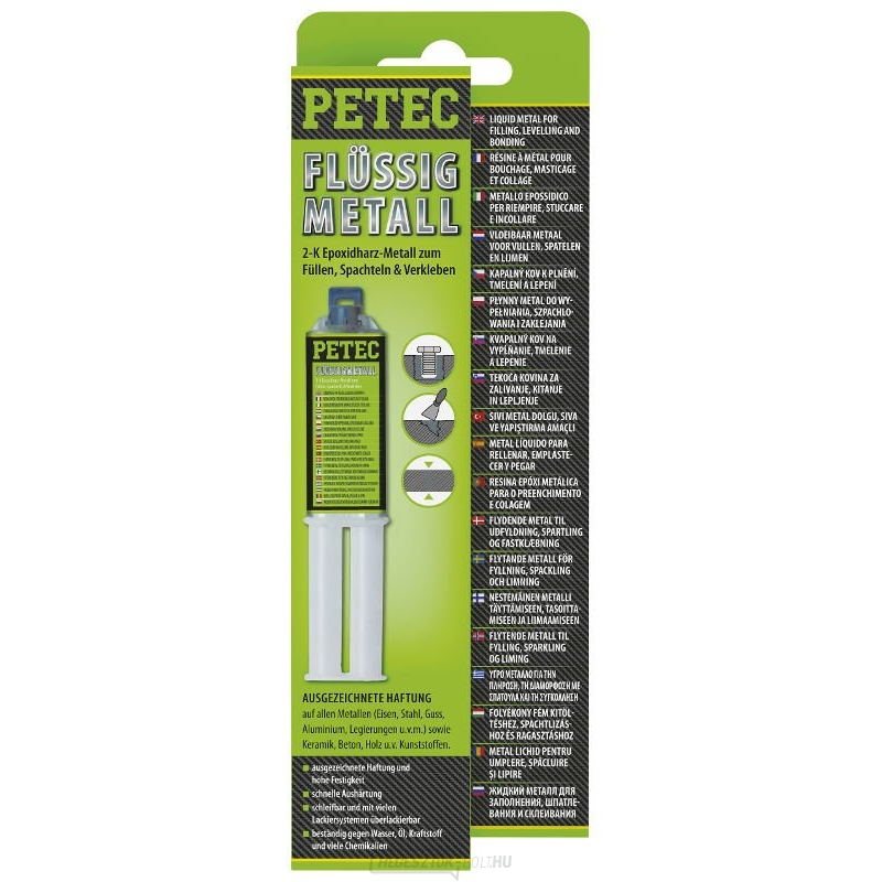 Kétkomponensű ragasztó tömítőanyag ("folyékony fém") - PETEC Flüssigmetall 25 ml