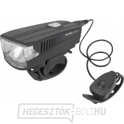 Fehér kerékpárfény 350lm, USB töltés, duda, 5W LED Fehér kerékpárfény 350lm, USB töltés, duda, 5W LED gallery main image
