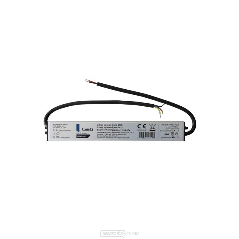 Kapcsoló tápegység LED 12V/ 30W Geti LPV-30 LED 12V/ 30W-os LED-hez