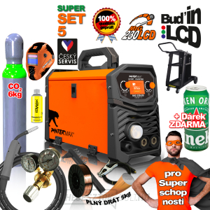 PANTERMAX MIG230LCD inverteres hegesztő MIG/TIG/MMA + Sisak + Piros. Szelep + 5 kg-os drót + teli CO2 palack + Váz + Égő PANTERMAX MIG230LCD inverteres hegesztő MIG/TIG/MMA + Sisak + Piros. Szelep + 5 kg-os drót + teli CO2 palack + Váz + Égő gallery main image