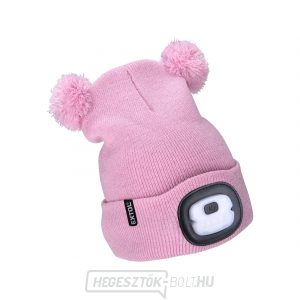 4x25lm-es fejlámpa fejpánttal, USB töltéssel, rózsaszín csillámokkal és pomponokkal, gyermekeknek való 4x25lm-es fejlámpa fejpánttal, USB töltéssel, rózsaszín csillámokkal és pomponokkal, gyermekeknek való gallery main image