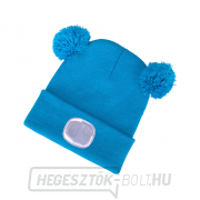 Sapka fejlámpával 4x25lm, USB töltéssel, kék pomponokkal, gyermekeknek való náhled