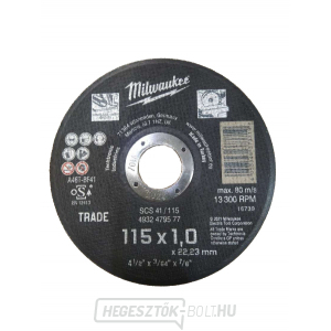 Milwaukee Vágótárcsa 115x1,0mm - 1db Milwaukee Vágótárcsa 115x1,0mm - 1db gallery main image