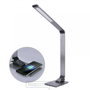 Solight LED asztali lámpa dimmelhető, 10W, induktív töltés, színváltás, alumínium, szürke gallery main image