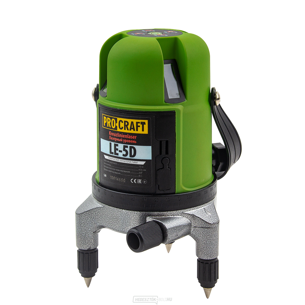 Zöld vonallézer, kereszt-önszintező Procraft LE-5D | LE-5D