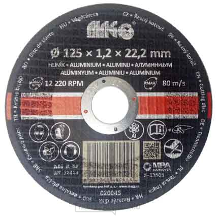 Vágókorong alumíniumhoz 125x1,2x22,2mm