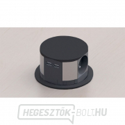 Solight kihúzható aljzatblokk, 3 aljzat, 2x USB, kerek forma, alacsony, hosszabbító kábel 1,5m, 3 x 1mm2, fekete Előnézet 