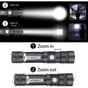 Solight újratölthető LED-es zseblámpa kerékpártartóval, 400lm, fókusz, Li-Ion, USB Előnézet 