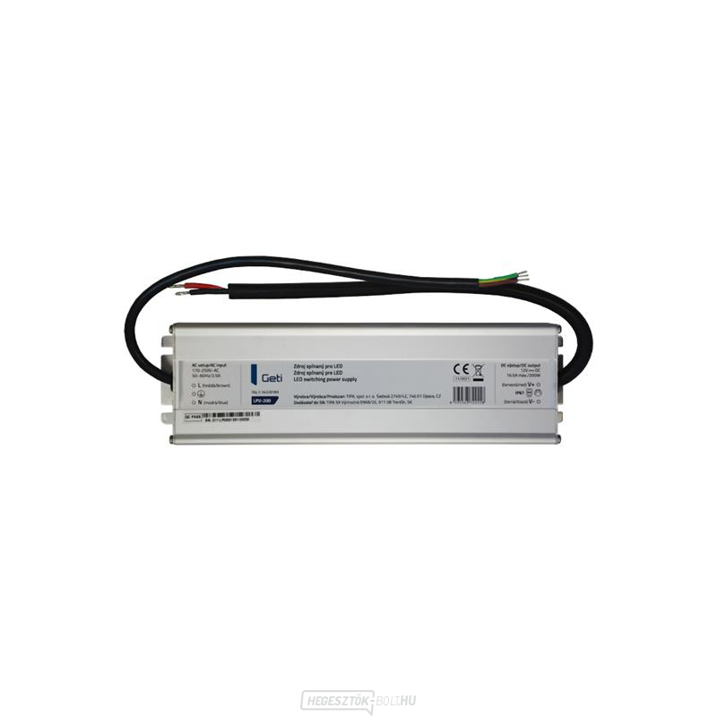 Kapcsoló tápegység LED 12V/200W Geti LPV-200 LED 12V/200W Geti LPV-200