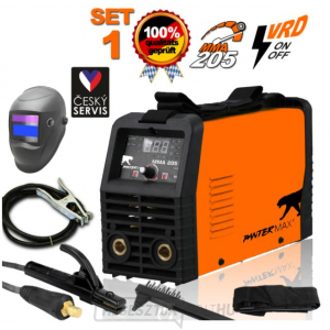 PANTERMAX® MMA205LCD hegesztés. MMA/TIG inverter SET 1 kábelek motorháztetője