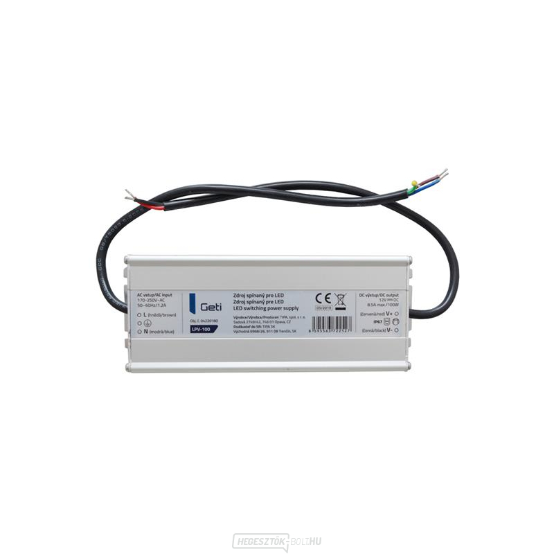 Kapcsoló tápegység LED 12V/100W Geti LPV-100 12V/100W LED-hez