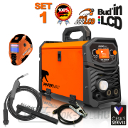 PANTERMAX MIG230LCD inverter MIG/TIG/MMA hegesztő + kábelek + zseblámpa + burkolat + kefe gallery main image