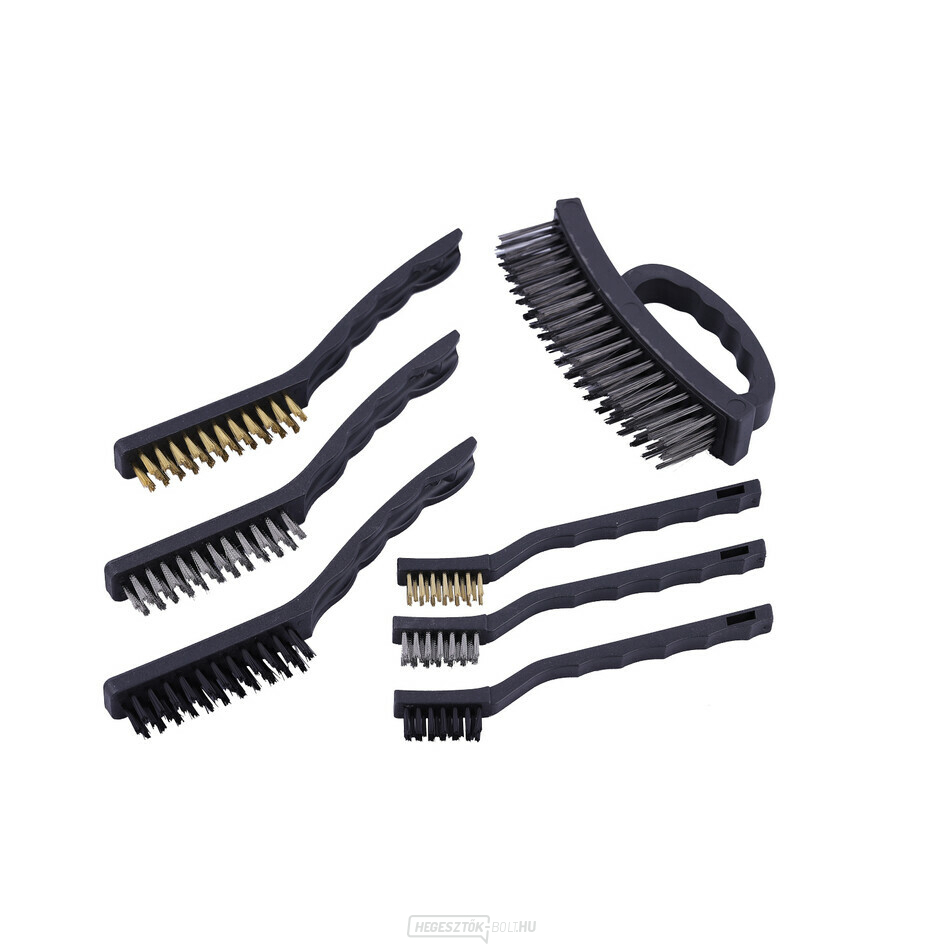 Acél, sárgaréz és nejlon tisztítókefe, 7 darabos készlet - QUATROS QS14556