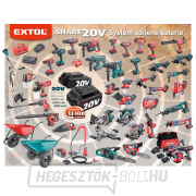 Akkus sarokcsiszoló 125mm EXTOL INDUSTRIAL, SHARE20V, KEFE NÉLKÜLI, 20V Li-ion, 4000mAh náhled
