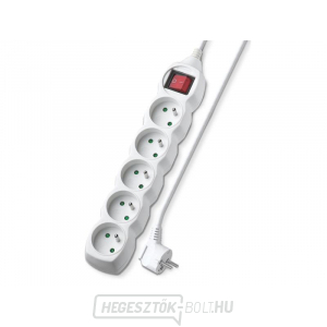 Hosszabbító kábel 5 aljzat 5m Geti GEC55S kapcsolóval Hosszabbító kábel 5 aljzat 5m Geti GEC55S kapcsolóval gallery main image