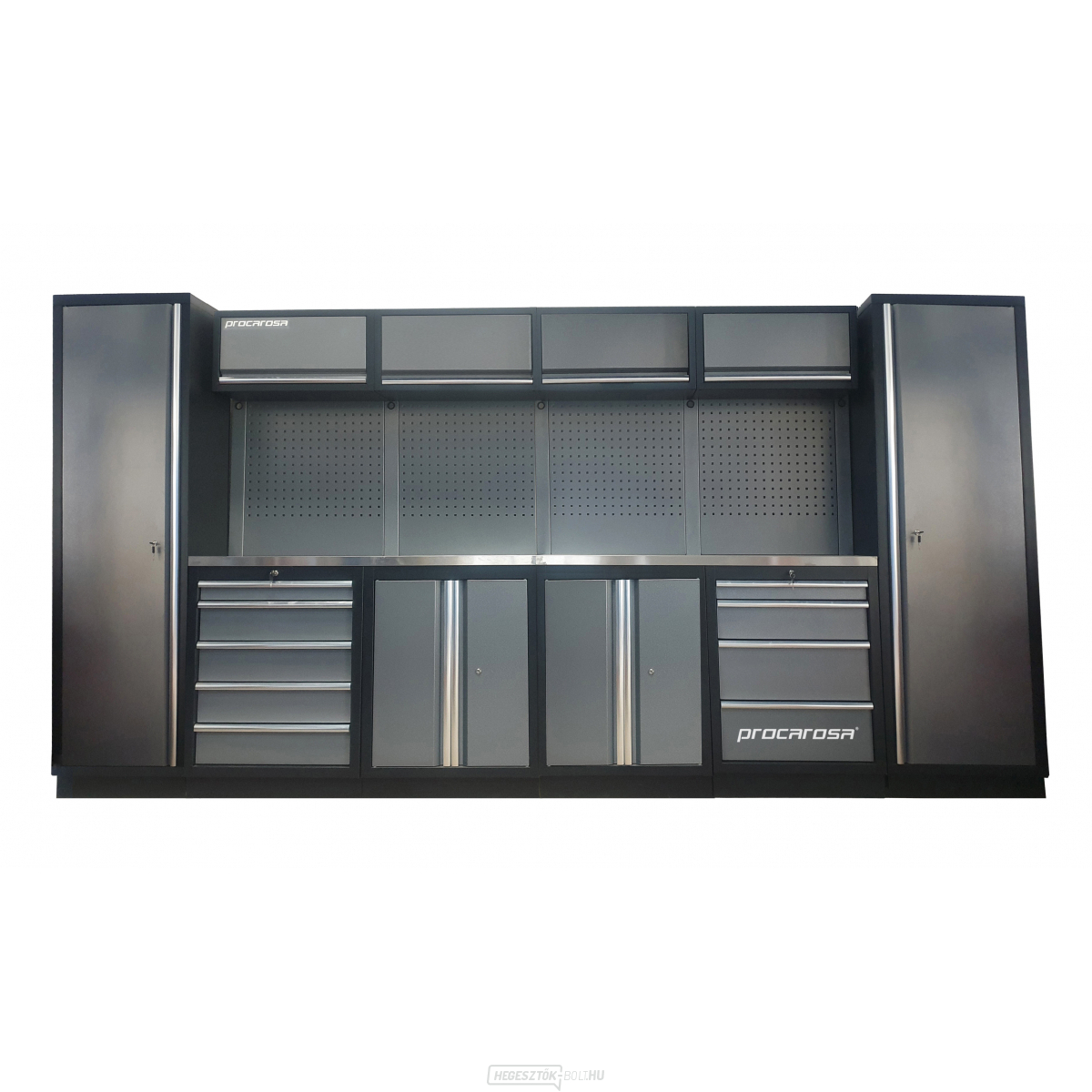 Műhelybútor készlet Procarosa PROFESSIONAL L-3 Munkalap: rozsdamentes acél, Súly: 375,3 kg
