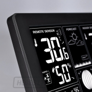Solight Időjárás állomás, extra nagy fekete-fehér kijelző, hőmérséklet, páratartalom, nyomás, RCC, USB töltés, fekete színű Előnézet 