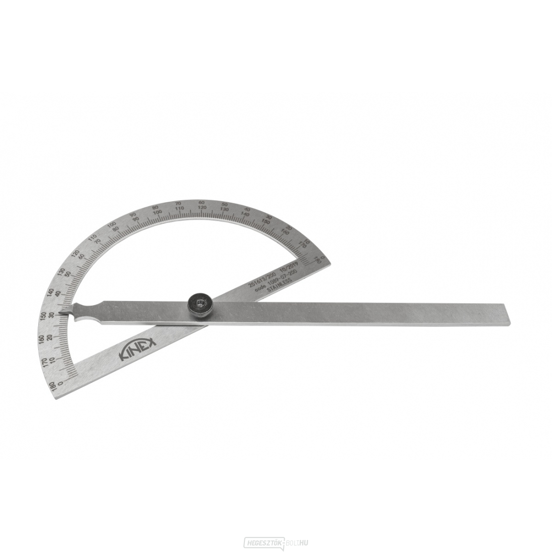 KINEX ívszögmérő, ROZSDAMENTES ACÉL, 0-180°, 315x650 mm