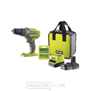Ryobi R18PD3-120SA17 akkus 18V fúrókalapács/csavarhúzó + 1x 2Ah akku + töltő + táska + EGY bitkészlet + Ryobi R18PD3-120SA17 akkus 18V fúrókalapács/csavarhúzó + 1x 2Ah akku + töltő + táska + EGY bitkészlet + gallery main image