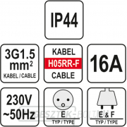 Elektromos hosszabbító kábel gumiszigeteléssel 16A, IP44 10 m Előnézet 